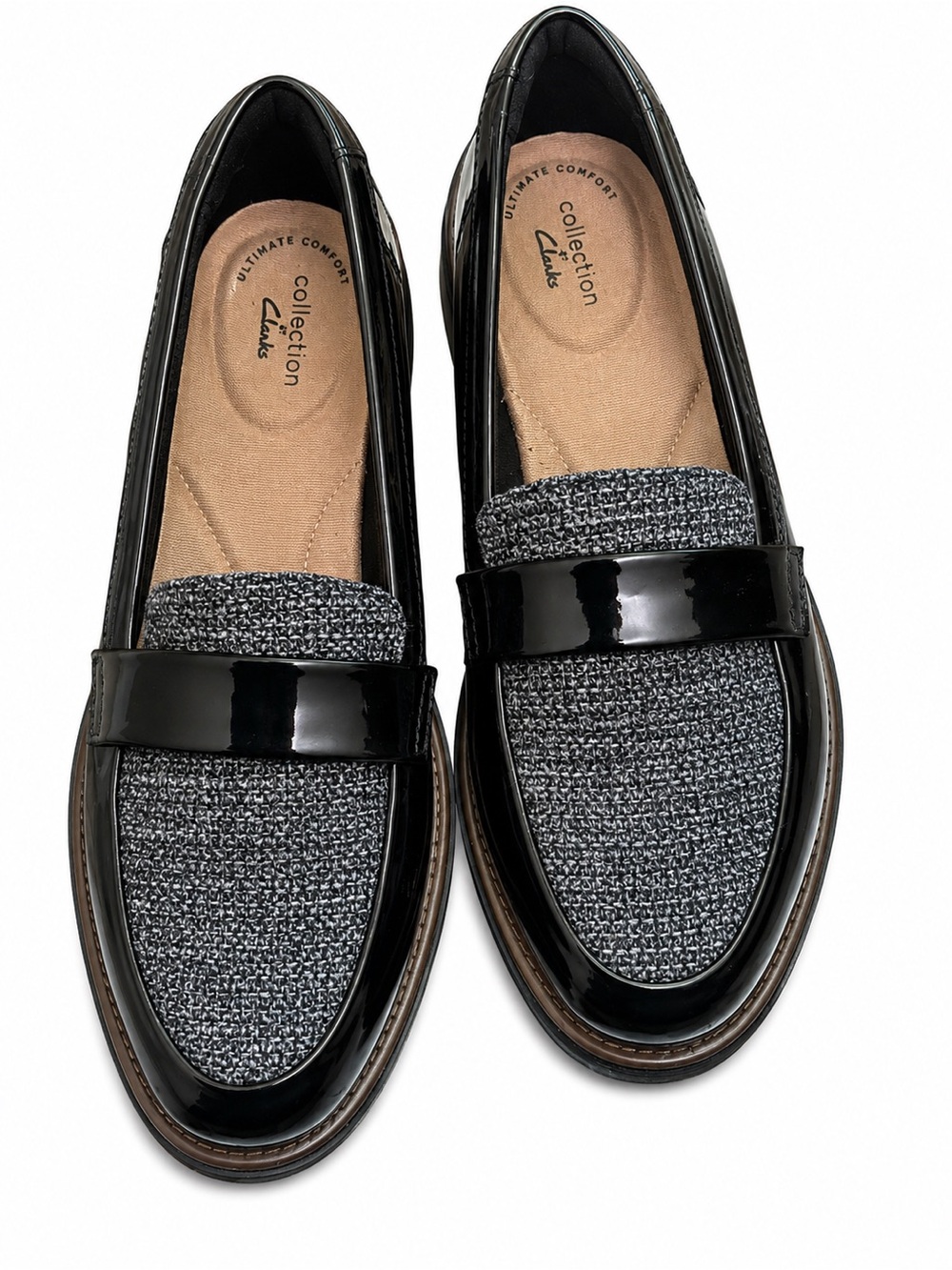 Clark's Patent and Tweed 1.5" Loafers